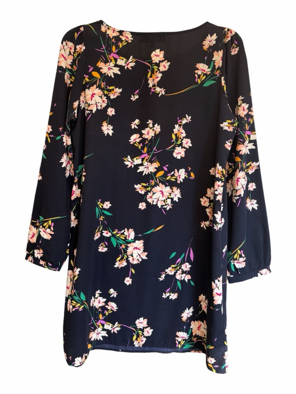 Lulu’s Floral Long Sleeve Mini Dress Size Medium Black Romantic Cottagecore - Picture 7 of 9